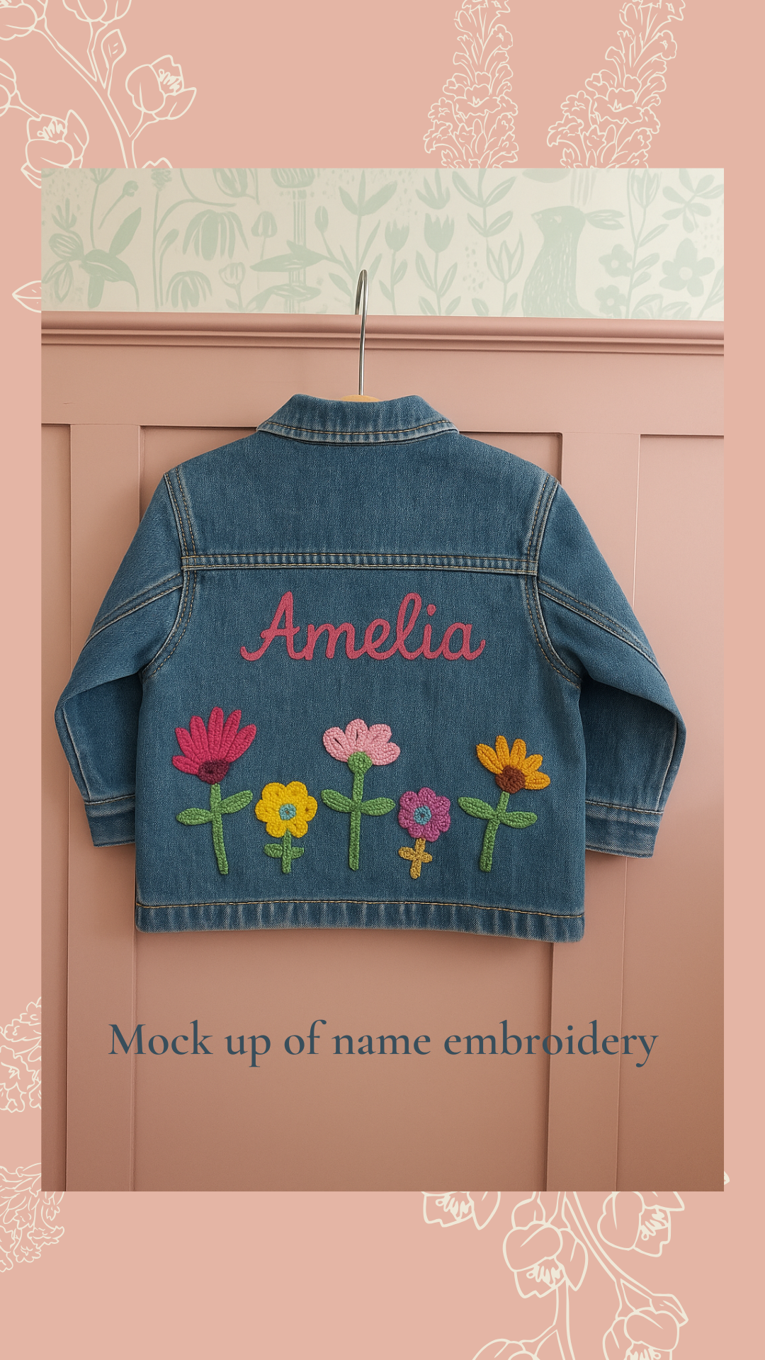 Floral Applique Denim Jacket
