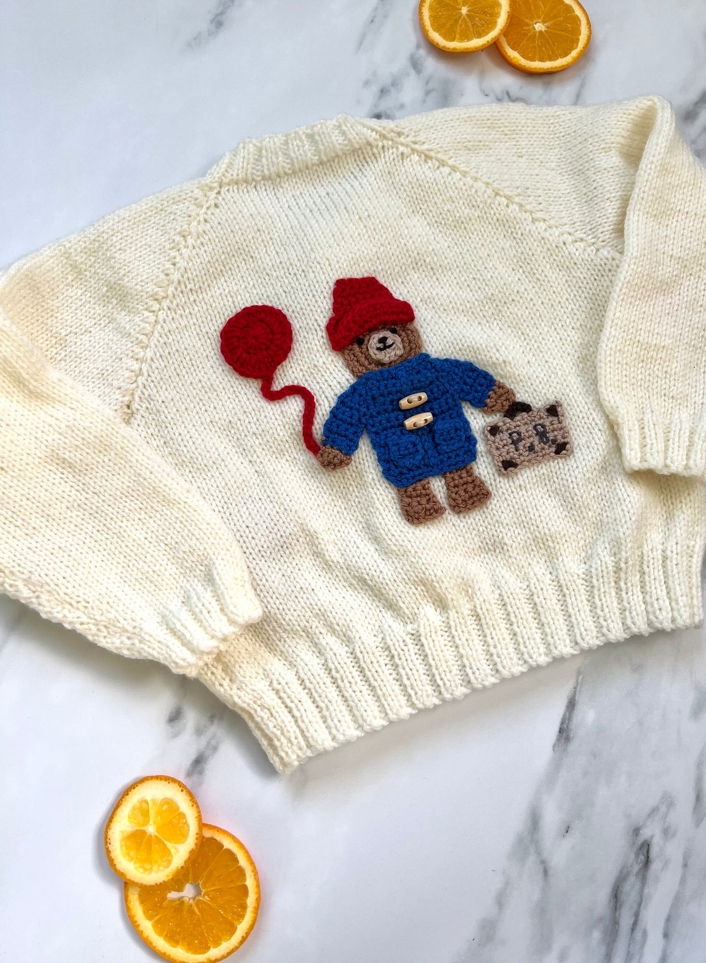 Paddington Bear Hand Knit Cream Cardigan