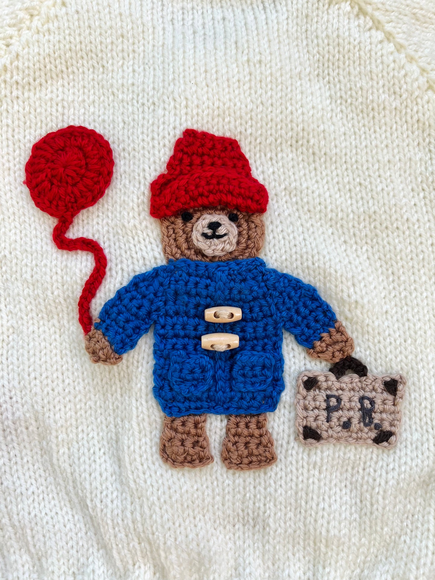 Paddington Bear Hand Knit Cream Cardigan
