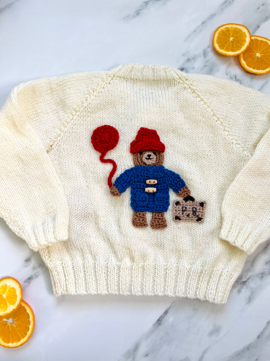 Paddington Bear Hand Knit Cream Cardigan