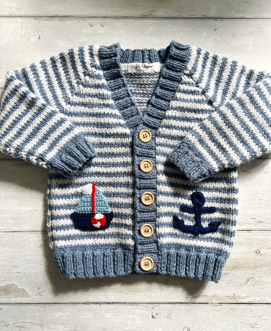 Ahoy Striped Nautical Cardigan