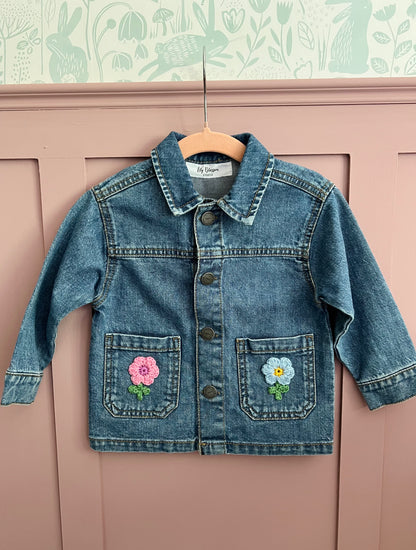 Floral Applique Denim Jacket