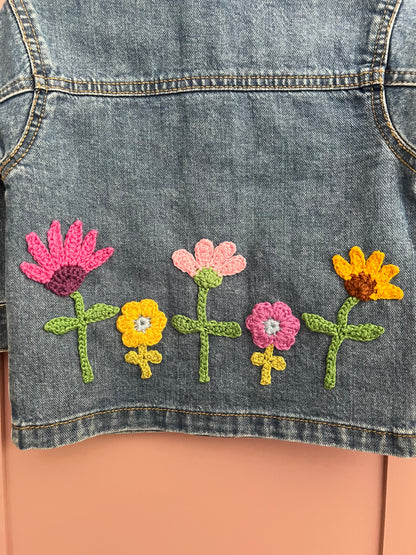 Floral Applique Denim Jacket