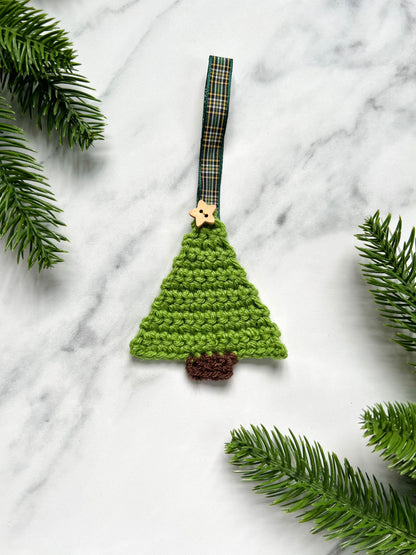 Set of Three Christmas Decorations (Light Green, Dark Green and White Christmas Trees)