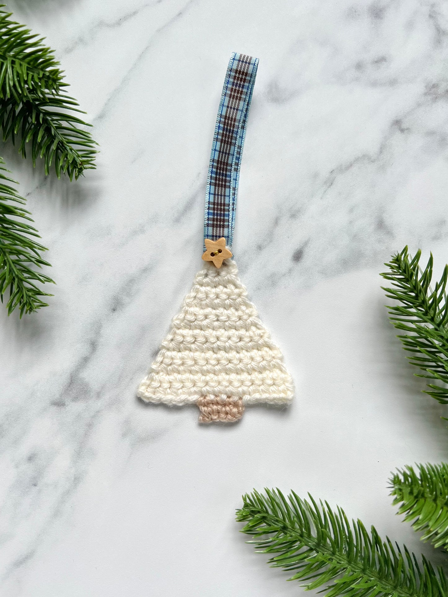 Set of Three Christmas Decorations (Light Green, Dark Green and White Christmas Trees)