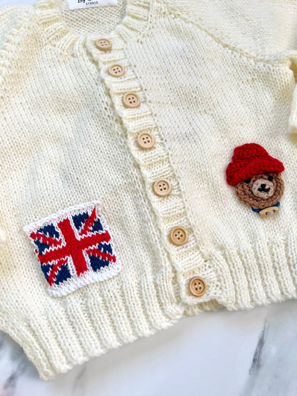 Paddington Bear Hand Knit Cream Cardigan