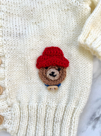 Paddington Bear Hand Knit Cream Cardigan