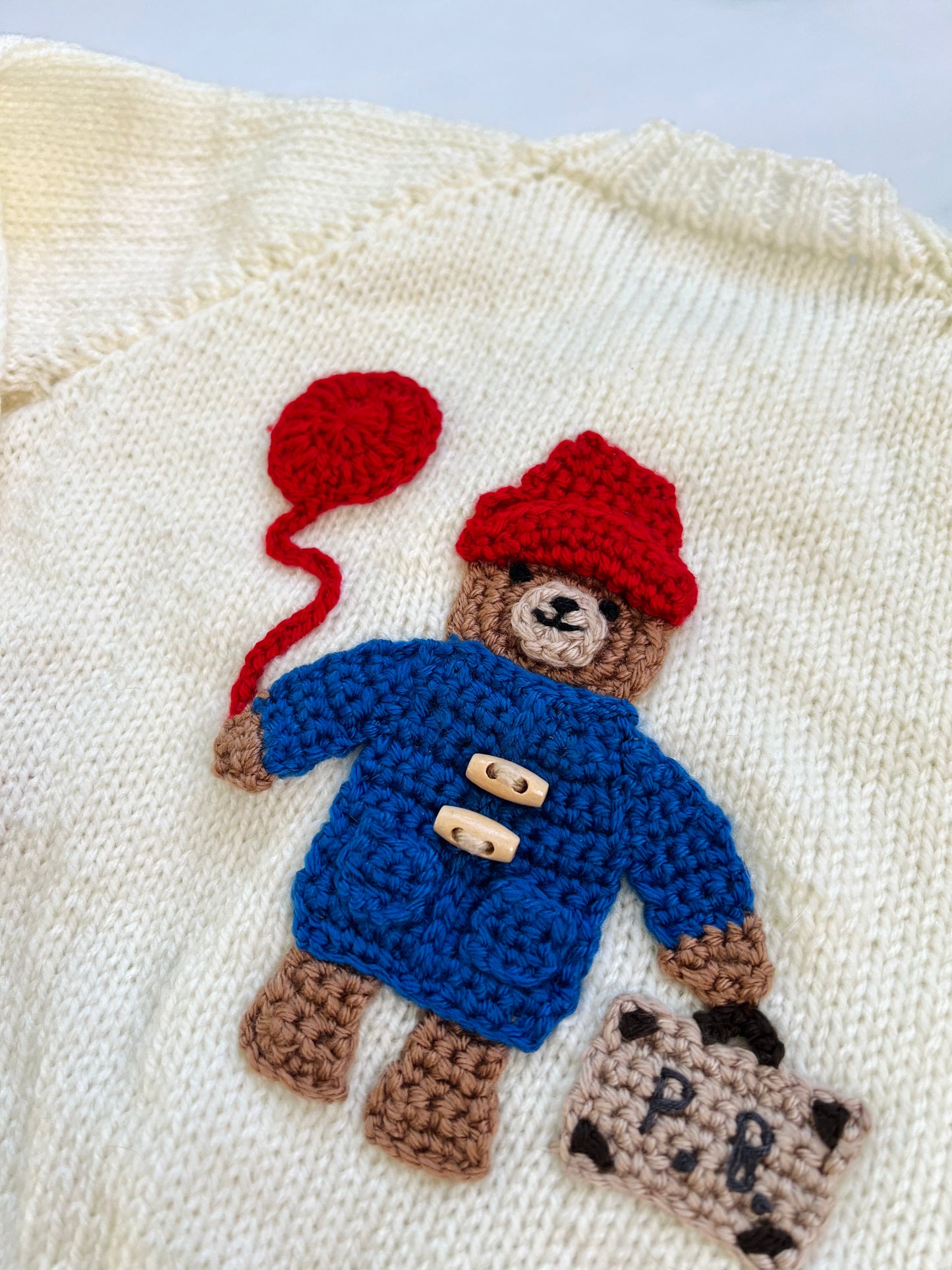 Paddington Bear Hand Knit Cream Cardigan