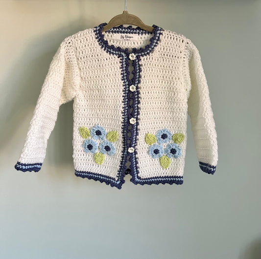 Navy & White Floral Cardigan