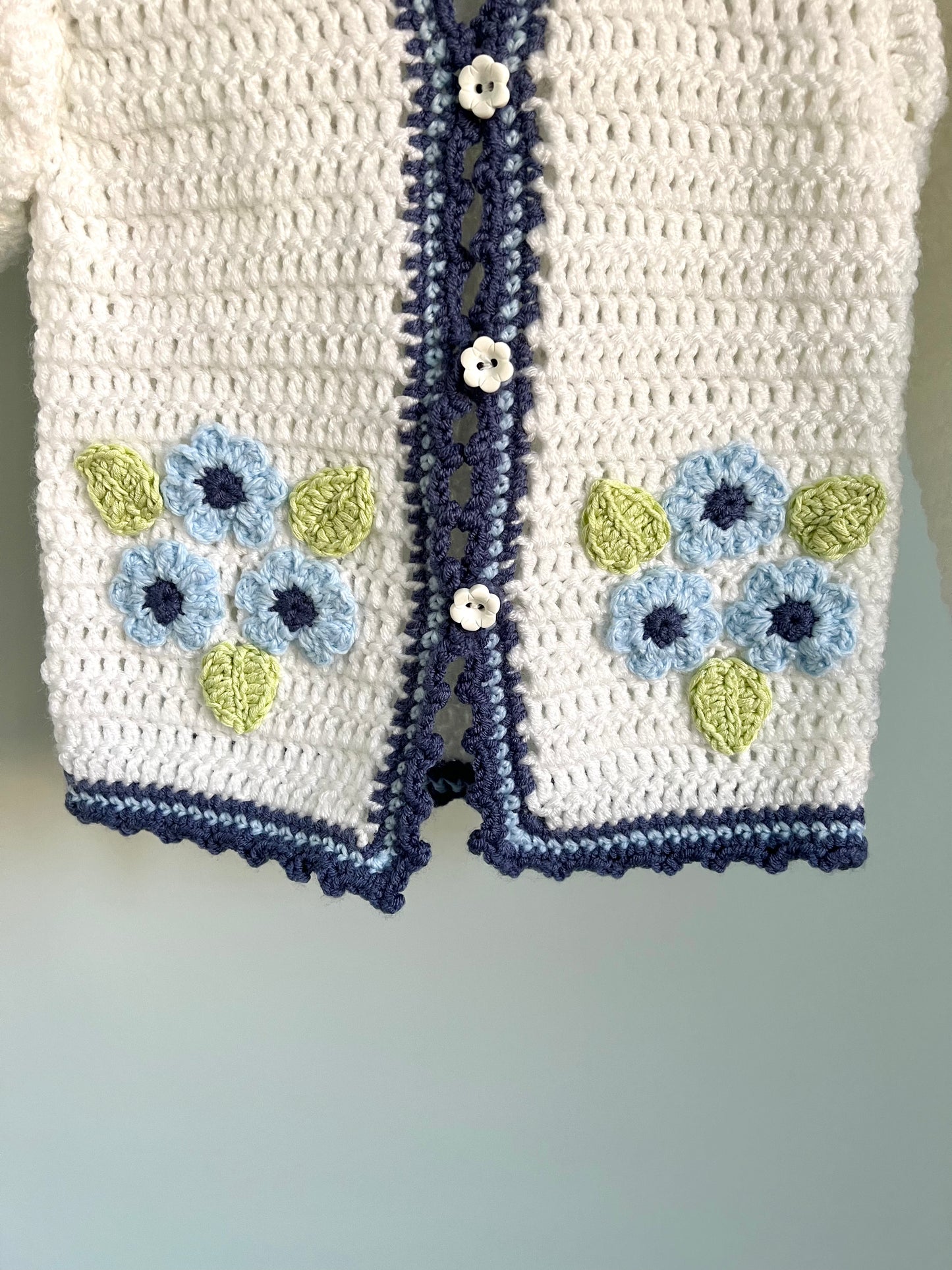 Navy & White Floral Cardigan