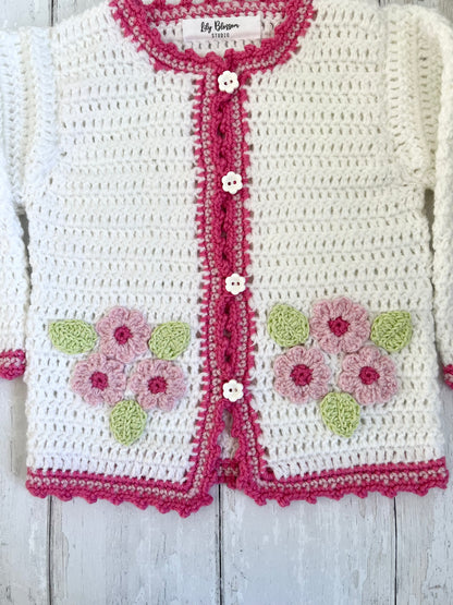 Pink & White Floral Cardigan