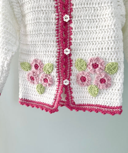 Pink & White Floral Cardigan